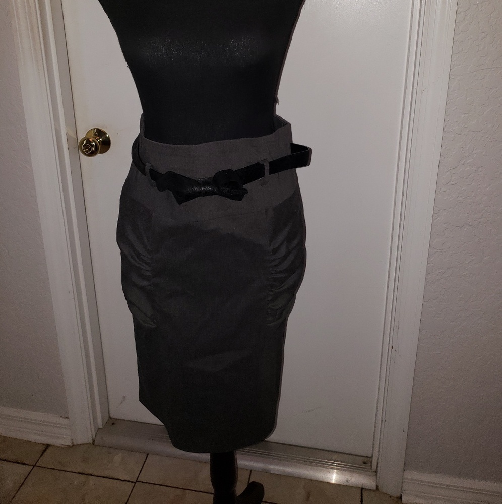 New/NWT Grey Pencil Skirt with Ruching